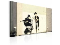 Tableau « Tireur D'élite Et Enfant » Par Banksy - 90 X 60 Cm