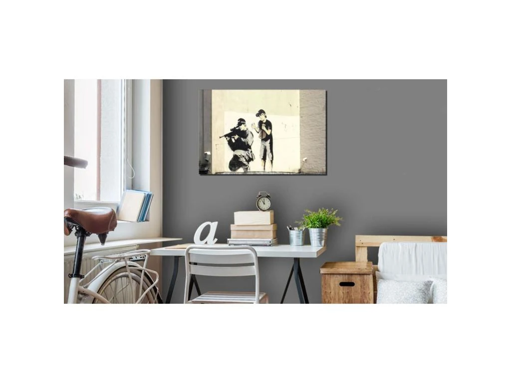 Tableau « Tireur D'élite Et Enfant » Par Banksy - 90 X 60 Cm – Image 2