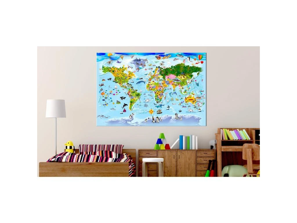 Tableau Carte Pour Enfants Voyages Colorés - 120 X 80 Cm – Image 2