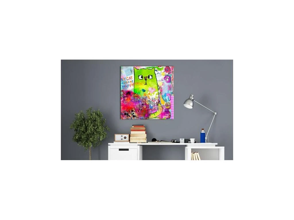 Tableau Pour Enfants Crazy Cat 70x70 Cm â Image 2