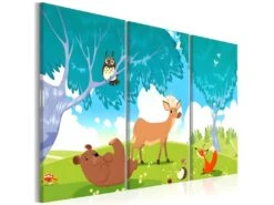 Tableau Pour Enfants Friendly Animals (3 Parts) 120x80 Cm
