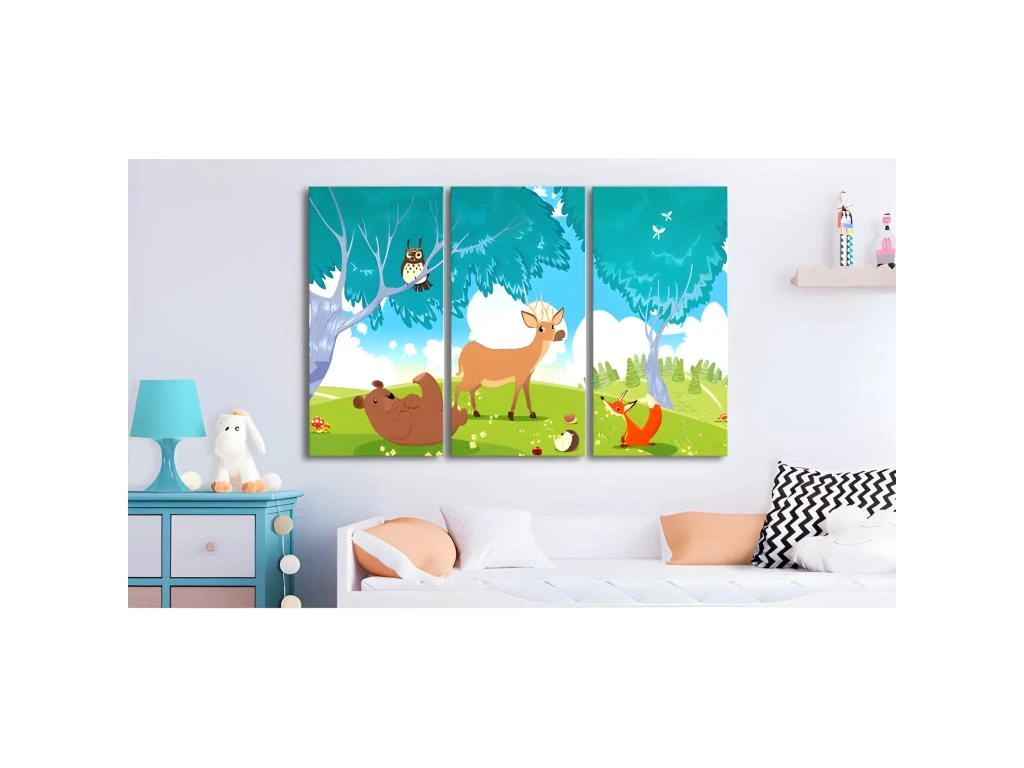 Tableau Pour Enfants Friendly Animals (3 Parts) 120x80 Cm â Image 2