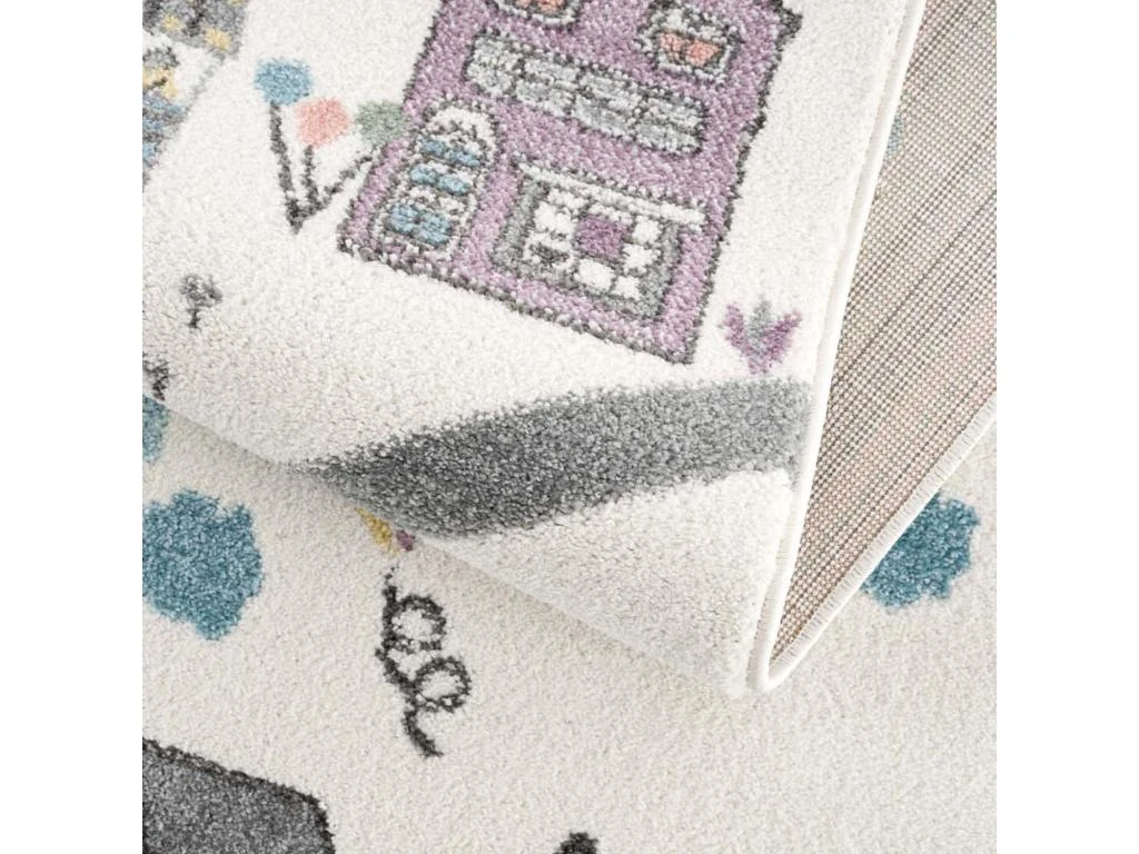 Tapis De Jeu Pour Chambre D'enfant Blanc Motif Route De L'école 140x200cm – Image 3