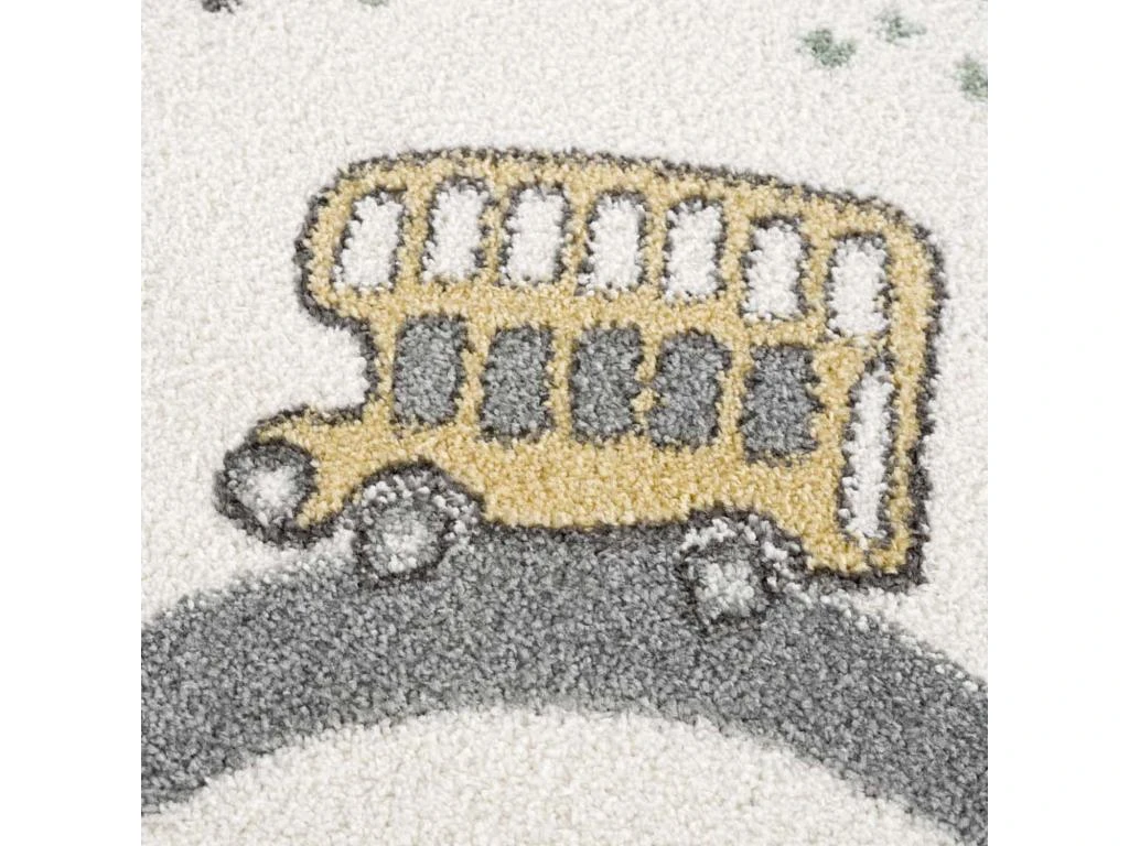 Tapis De Jeu Pour Chambre D'enfant Blanc Motif Route De L'école 140x200cm – Image 4