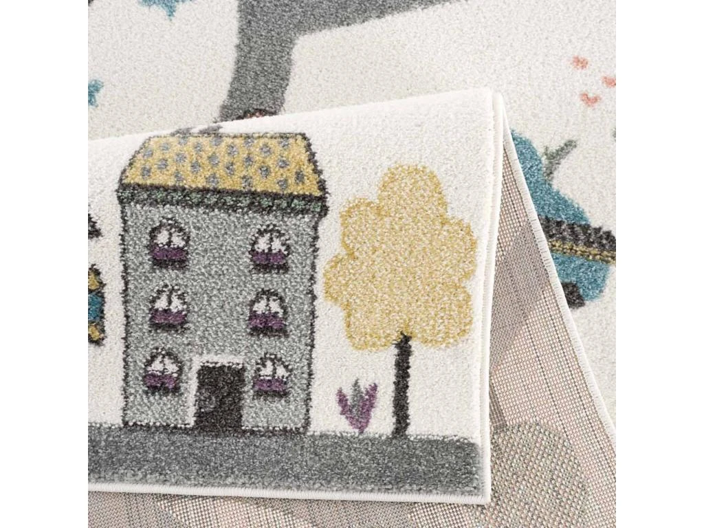 Tapis De Jeu Pour Chambre D'enfant Blanc Motif Route De L'école 140x200cm – Image 5