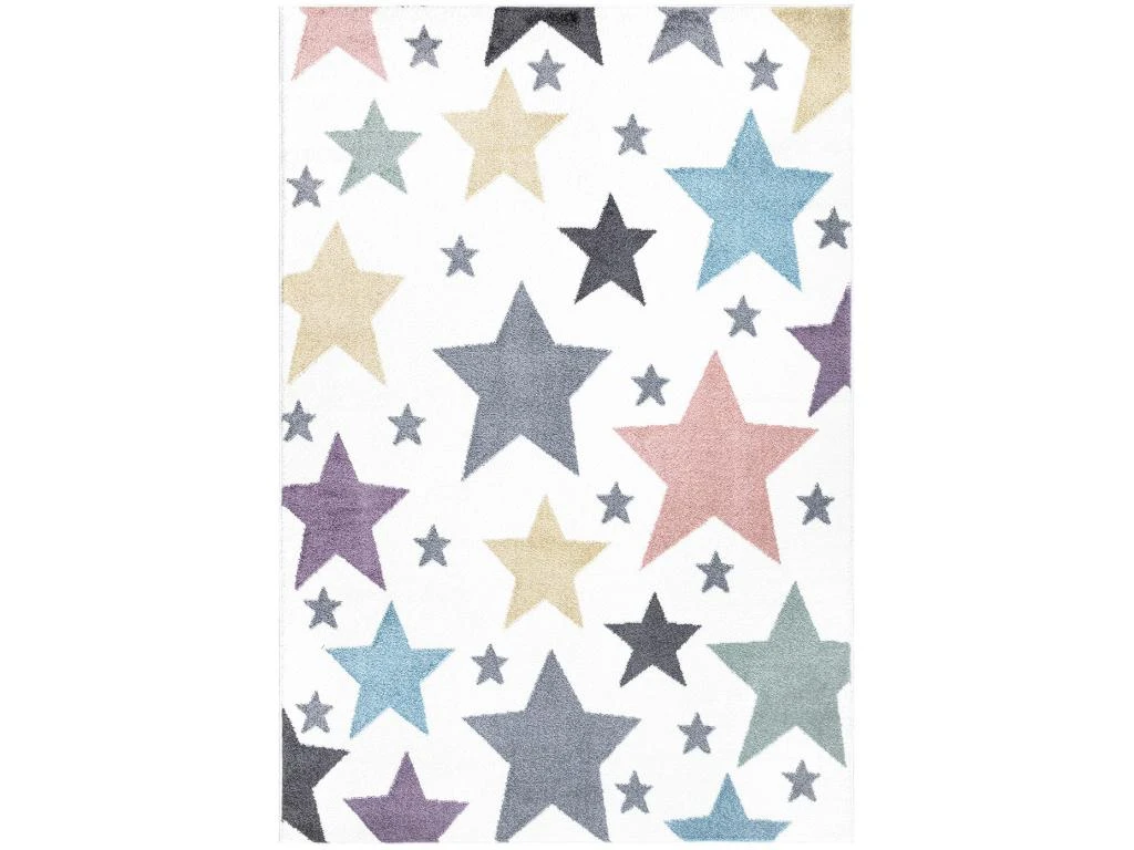 Tapis Pour Chambre D'enfant Blanc Etoiles Multicolores 140x200cm