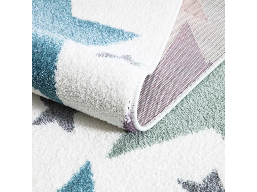 Tapis Pour Chambre D'enfant Blanc Etoiles Multicolores 140x200cm – Image 2