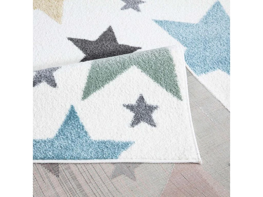 Tapis Pour Chambre D'enfant Blanc Etoiles Multicolores 140x200cm – Image 5