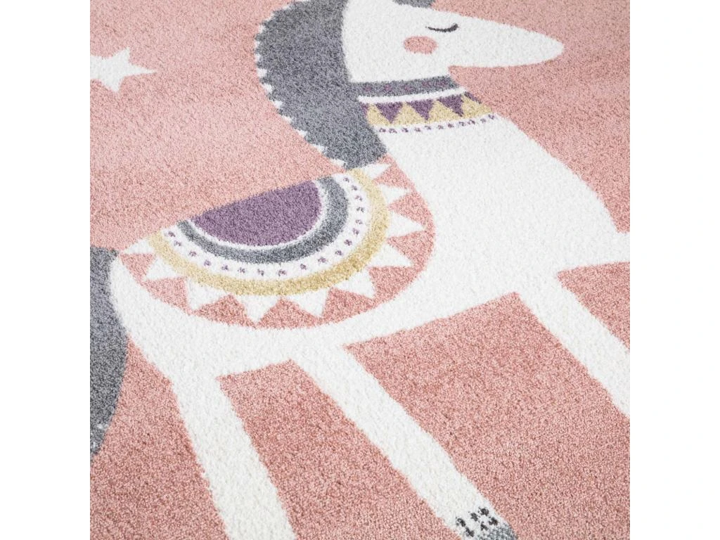 Tapis Pour Chambre D'enfant Cheval Rose Et Blanc 80x150cm – Image 3
