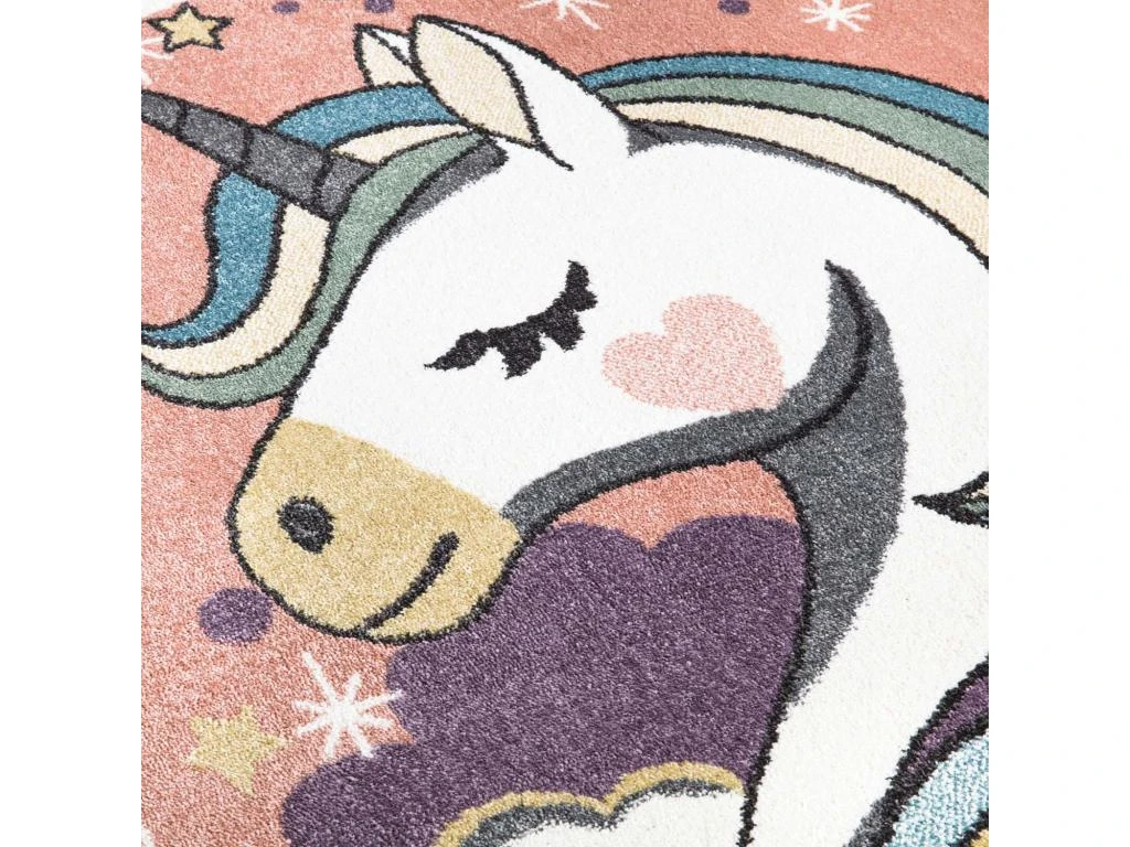 Tapis Pour Chambre D'enfant Blanc Motif Licorne Multicolore 140x200cm – Image 4