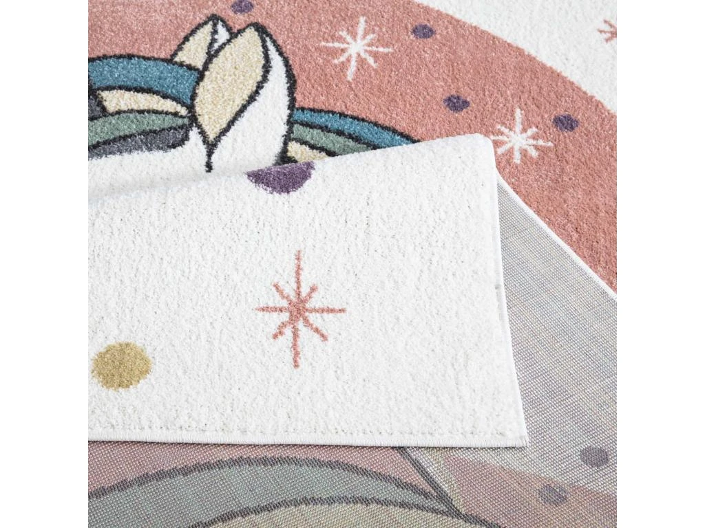 Tapis Pour Chambre D'enfant Blanc Motif Licorne Multicolore 140x200cm – Image 5