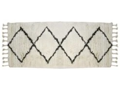 Tapis De Couloir Style BerbĂšre MARCUS - 100% Laine - 80 X 200 Cm - Beige Et Noir