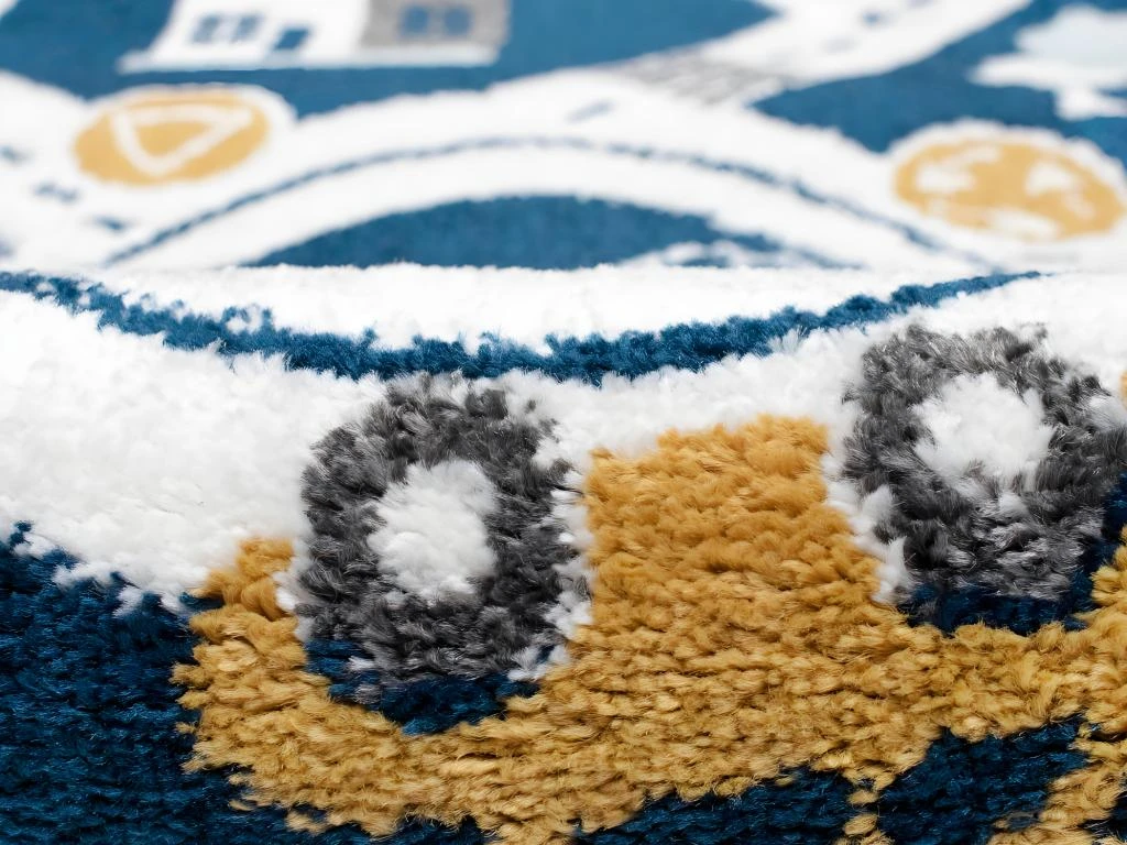 Tapis Enfant ROADY - 100 X 150 Cm - Bleu, Beige Et Jaune – Image 3